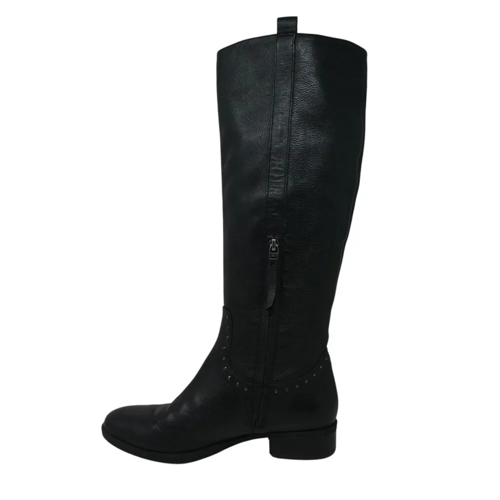 Sam‎ Edelman Prina Black Studded Leather Tall Riding Boots Womens 8